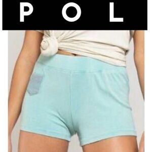 POL Light Blue Green Lounge Shorts With Pocket in Front Size Large NWOT